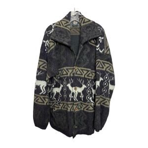 Tejidos Atahualpa Mens Large Tribal Print Button Up Hoodie Sweater Shacket